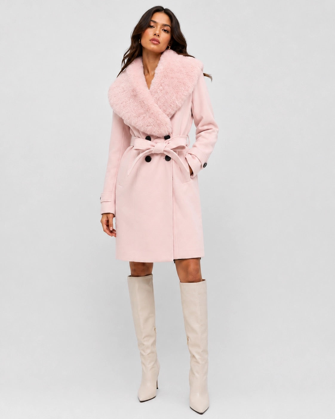 Fur Trimmed Coat Size Medium