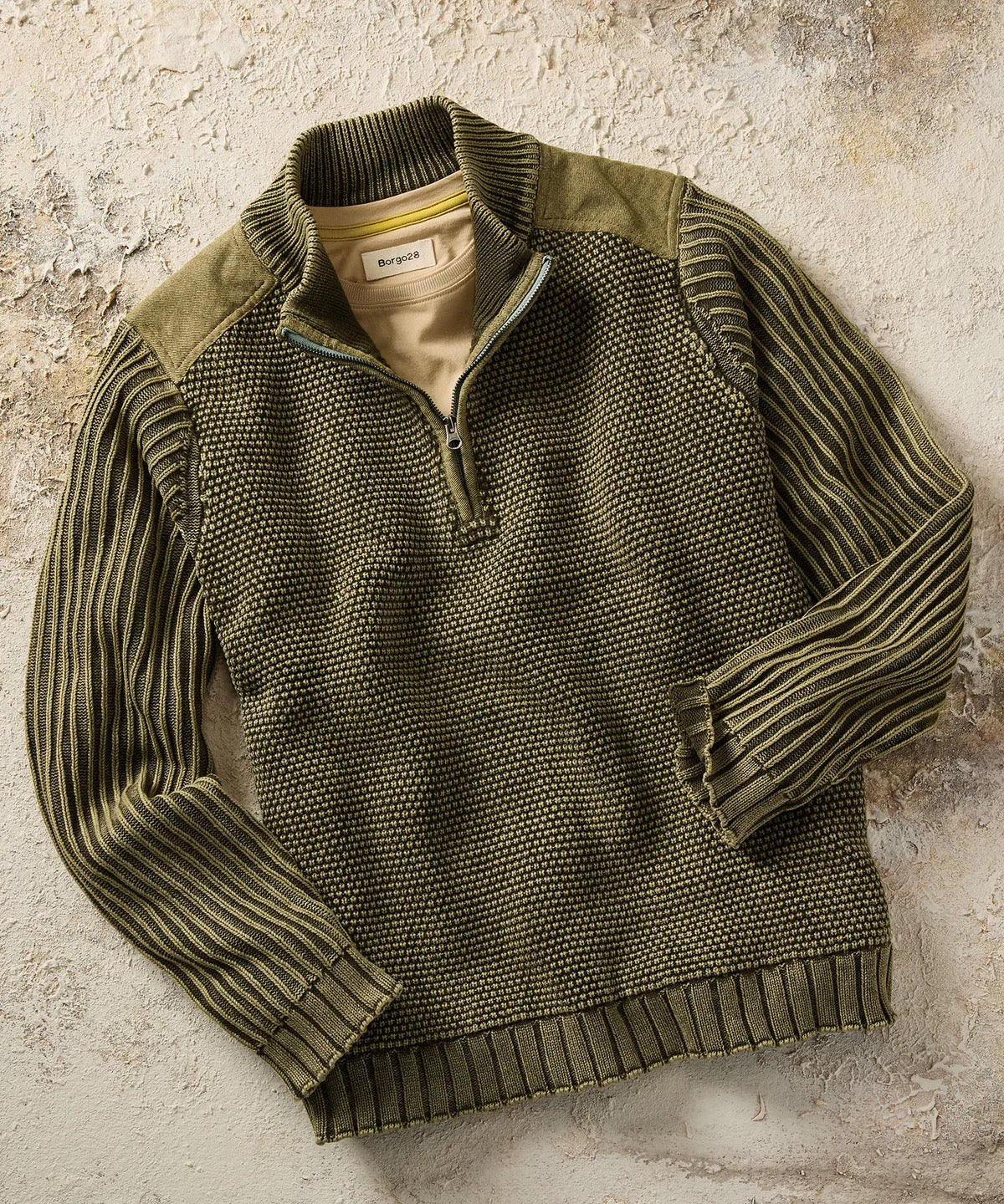 Borgo 28 Quater Zip Stoned Washed Sweater XXL